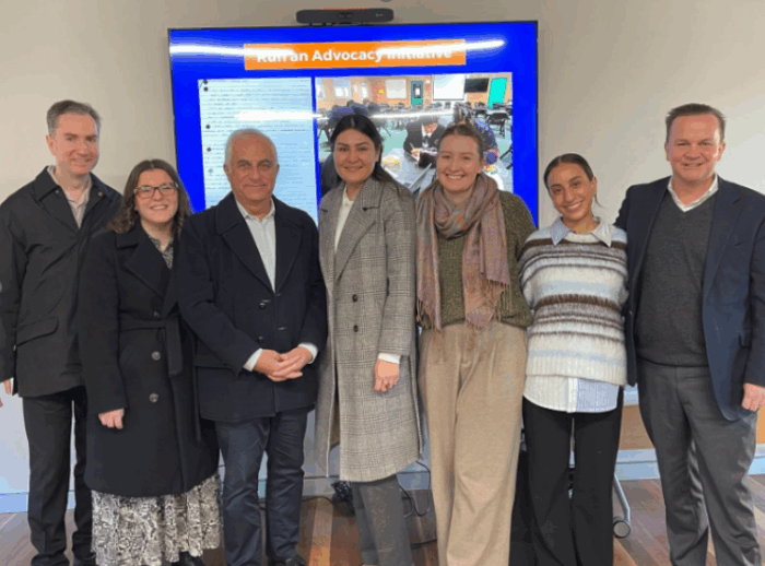 Members of JRS Australia's Policy and Advocacy team joined by Zainab, one of JRS Australia’s Refugee Leaders; Stephanie Di Pasqua, State Member for Drummoyne; Michael Megna, the Mayor of the City of Canada Bay; and St Patrick’s Parish Mortlake's Parish Priest, Fr Thomas Stevens 